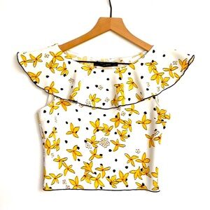 Zara Basic ruffled floral crop top, Size XS